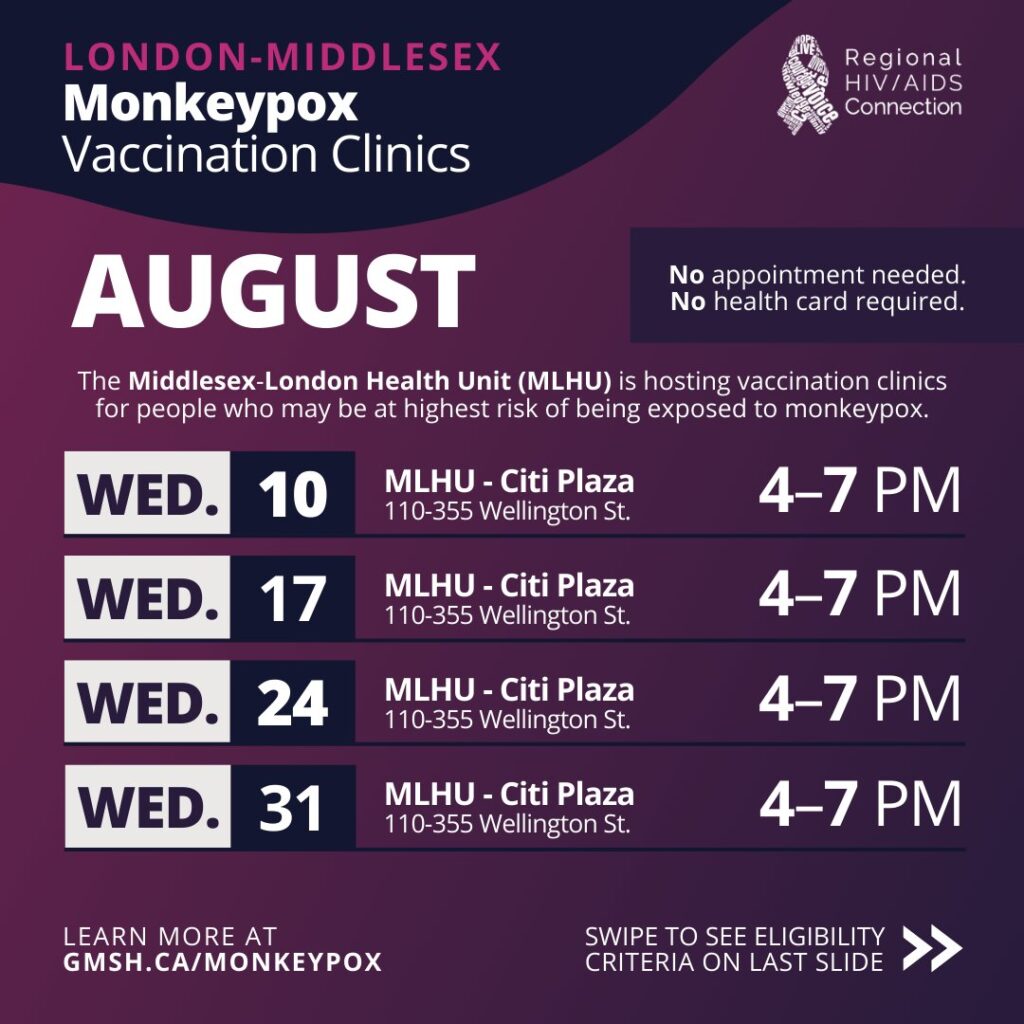 Huron Perth Public Health advise of Monkeypox Vaccine Clinics