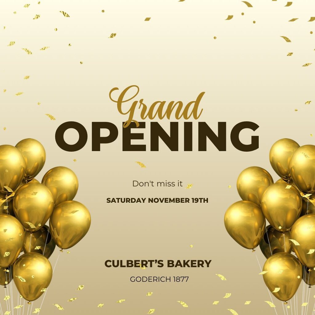 Culbert’s Bakery in Goderich holding Grand Opening on Saturday