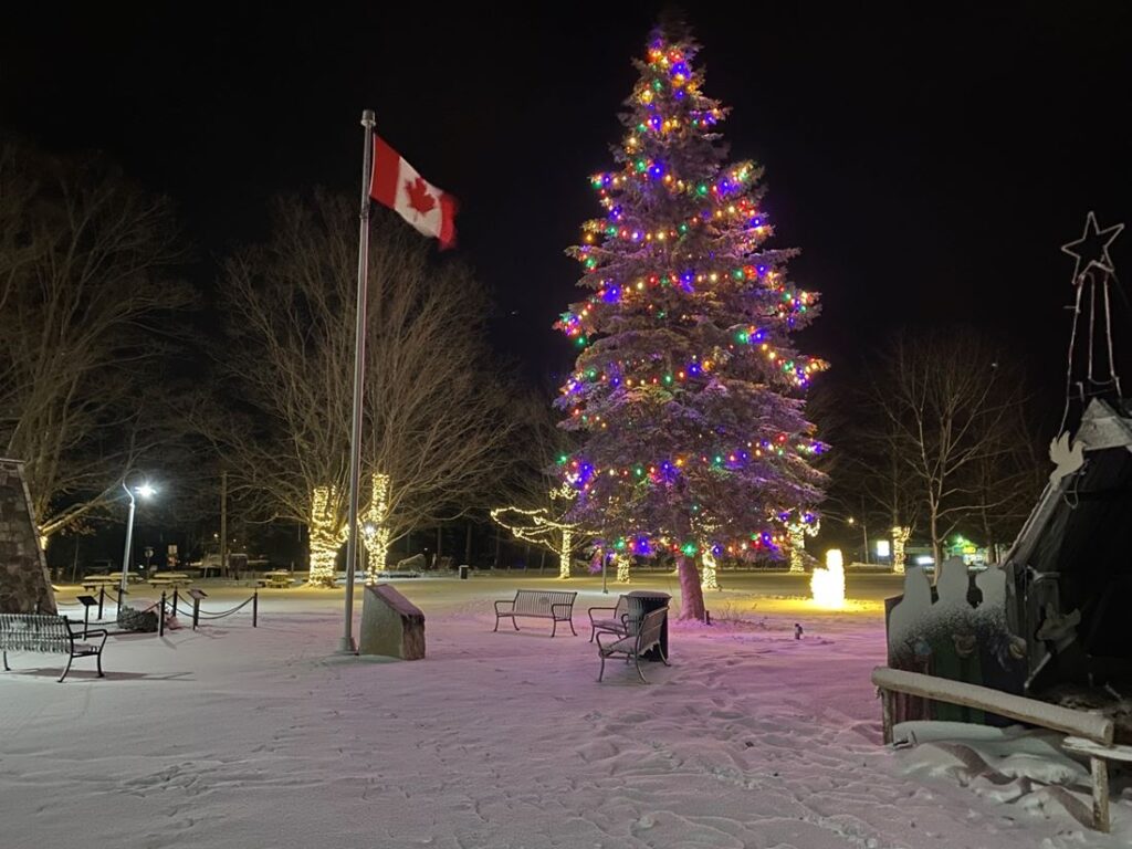 Clan Gregor Square lit up for the holidays