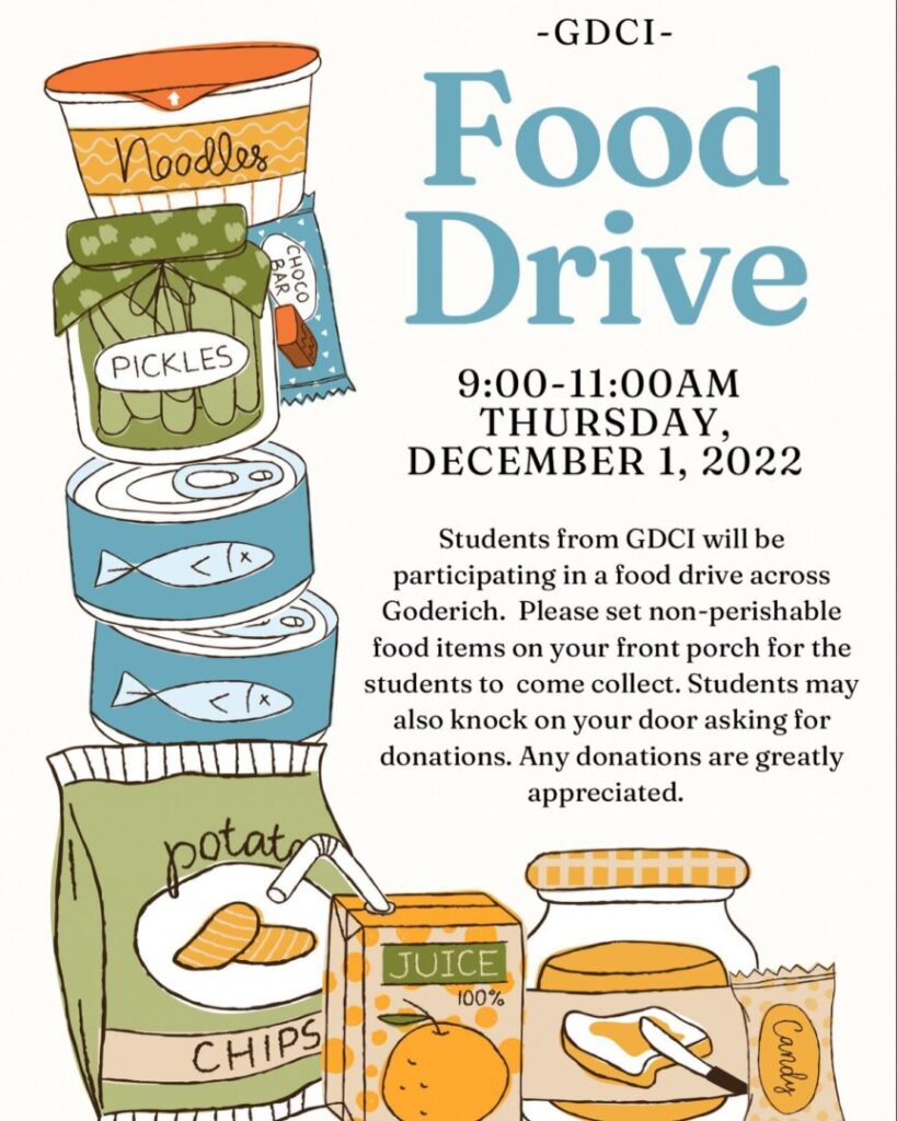 GDCI Students set for a Goderich Food Drive on December 1st