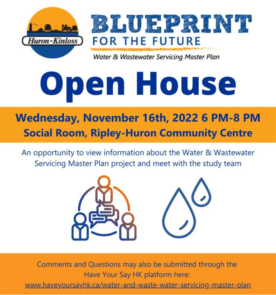 Huron-Kinloss holding Water & Wastewater Servicing Master Plan Open House Tonight