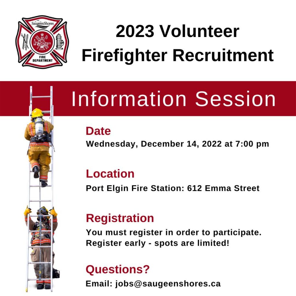 Saugeen Shores holding Recruitment Event for Volunteer Firefighters