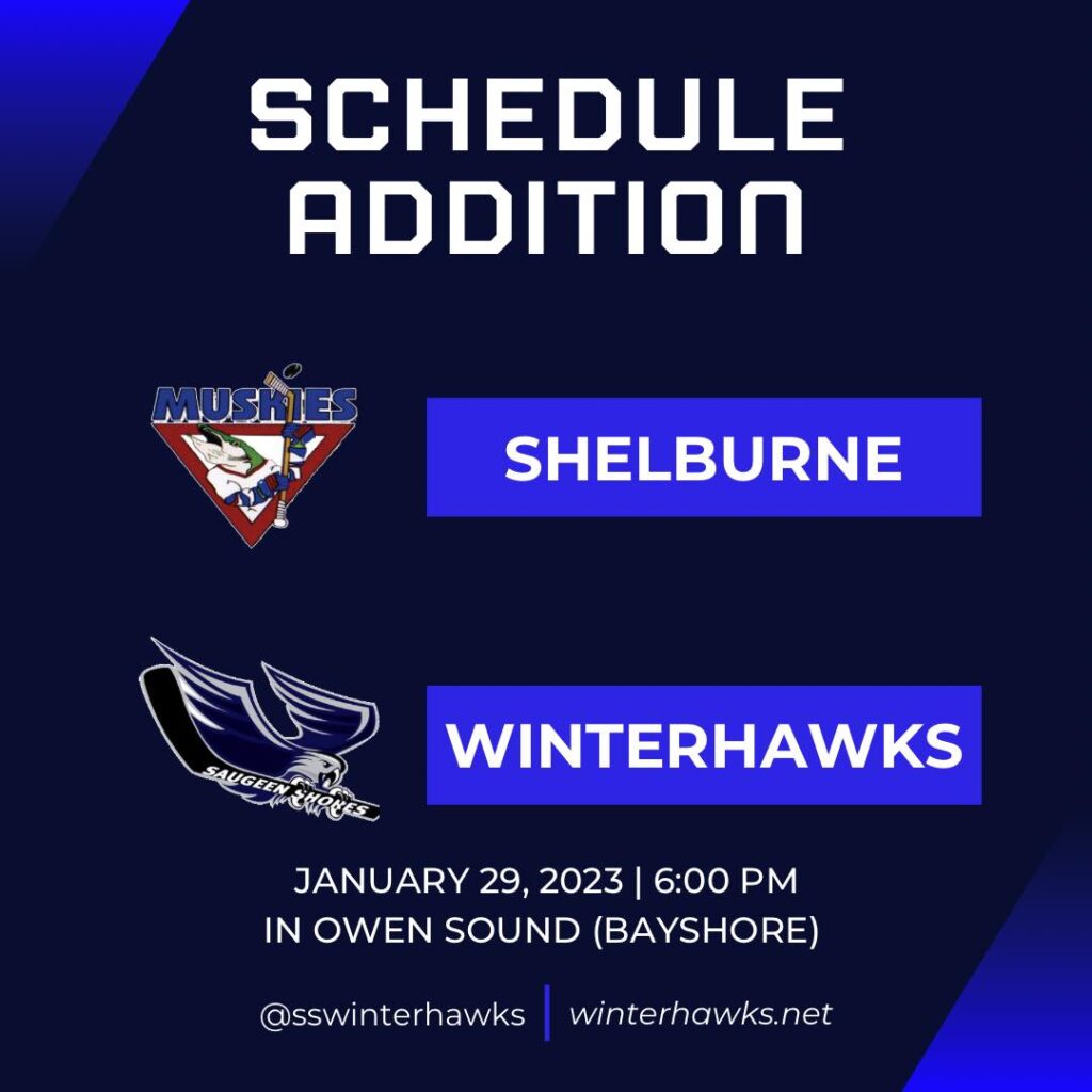 Winterhawks holding Home away from Home Game Jan. 29th in Owen Sound