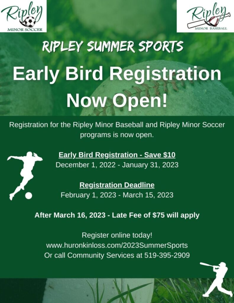 Ripley Minor Baseball & Soccer open Registrations