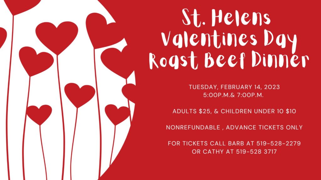 St. Helens Community Hall Board holding Valentine’s Day Roastbeef Dinner