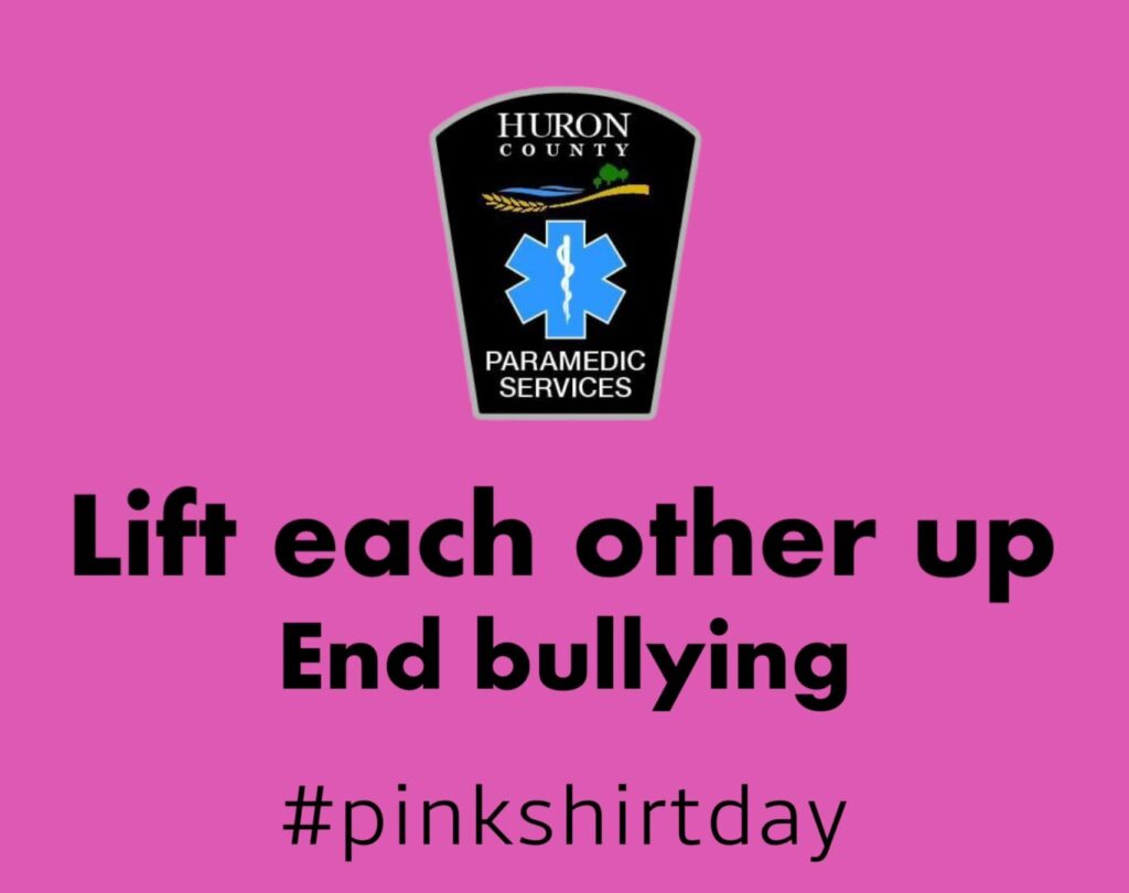 Huron County Paramedics share statistics on Bullying on Pink Shirt Day