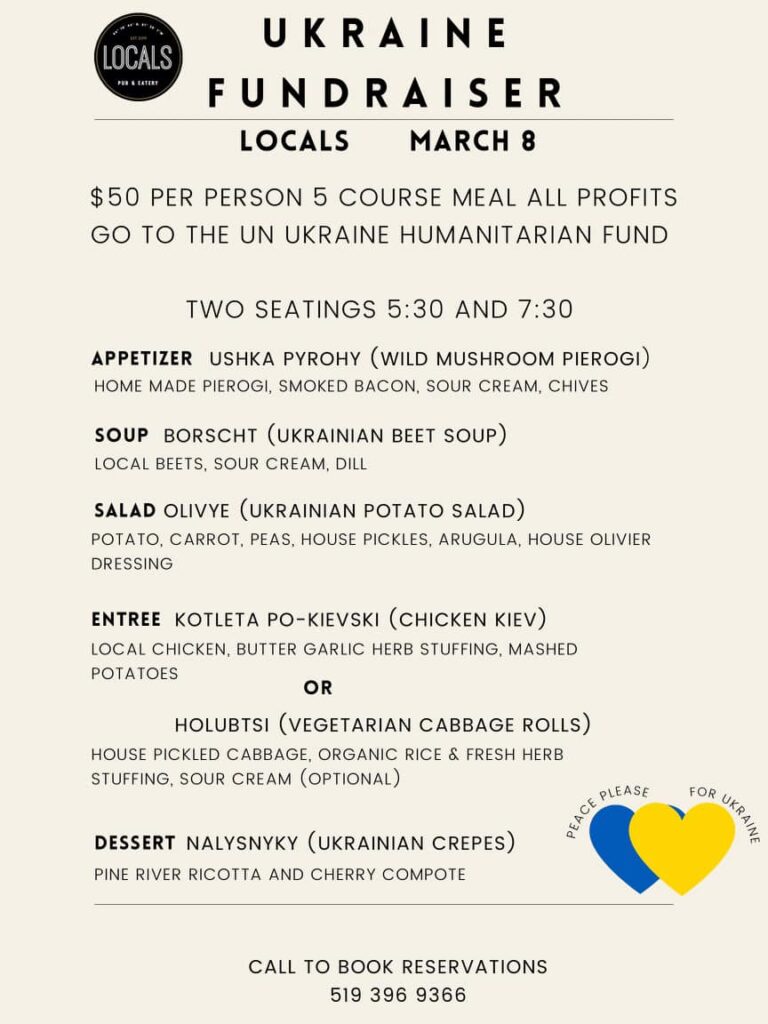 Locals in Kincardine holding Ukraine Fundraising Meal on March 8th