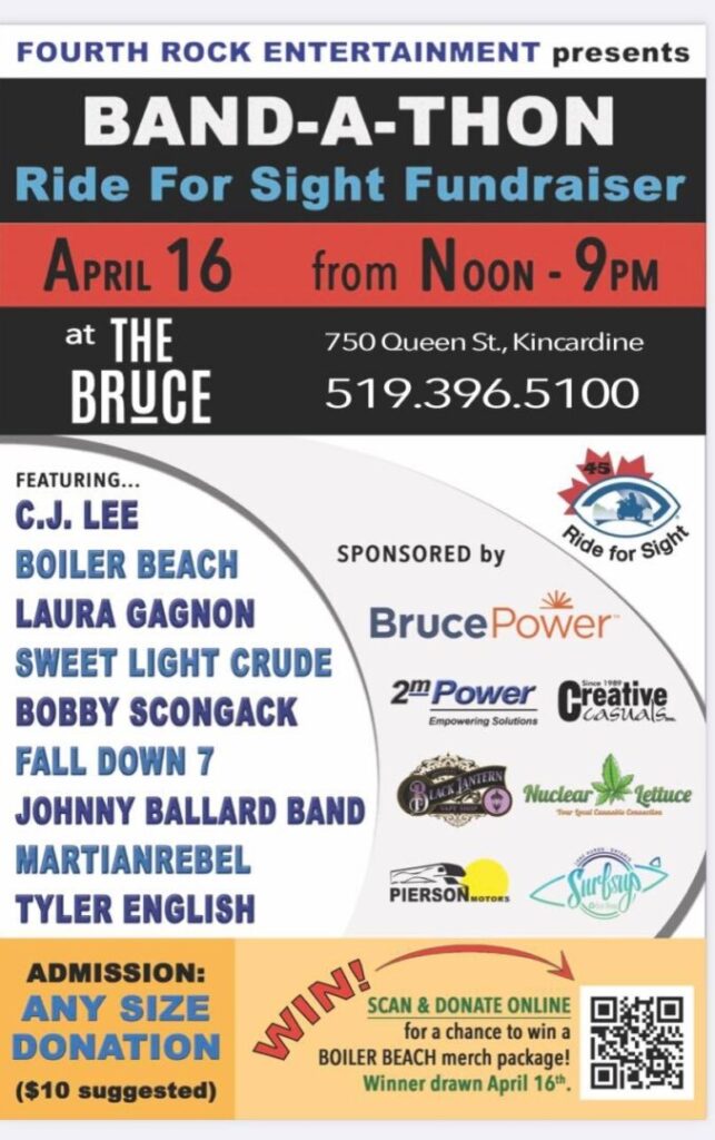 Ride for Sight Band-a-Thon event set for the Bruce on April. 16th