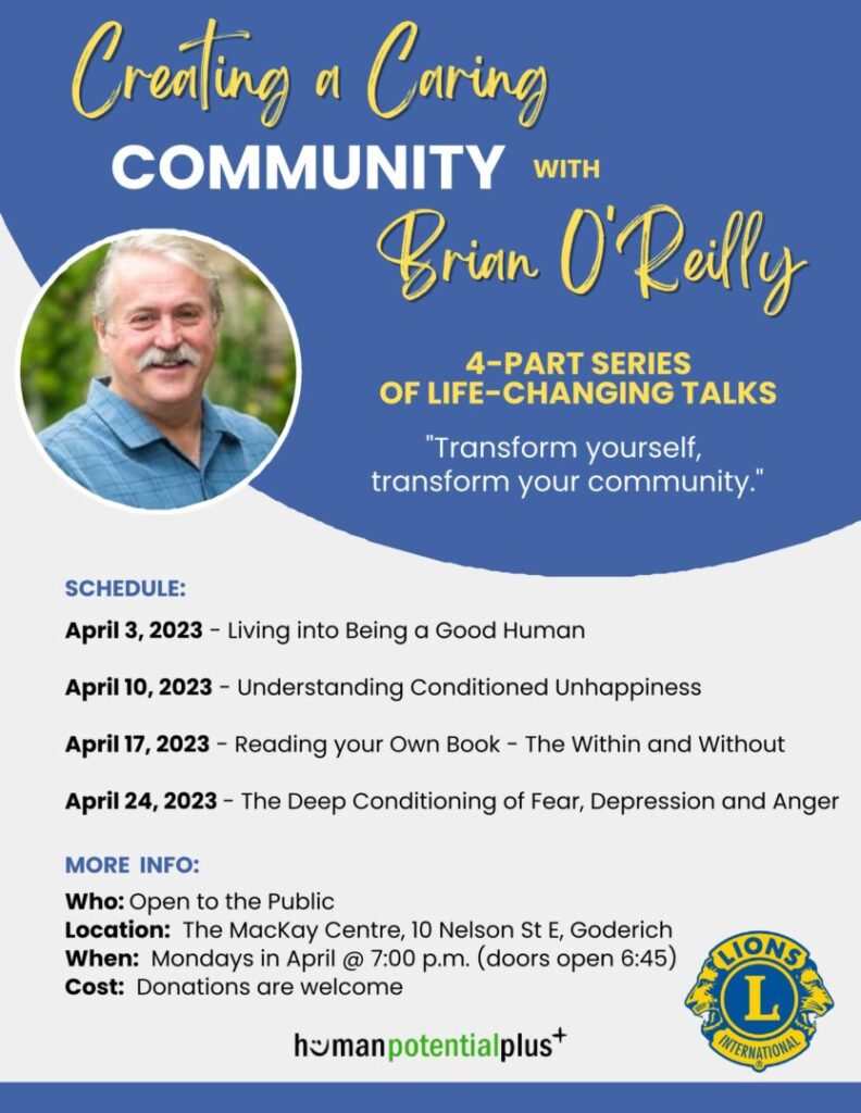 Goderich Lions hosting Brian O’Reilly Series on “Creating a Caring Community”