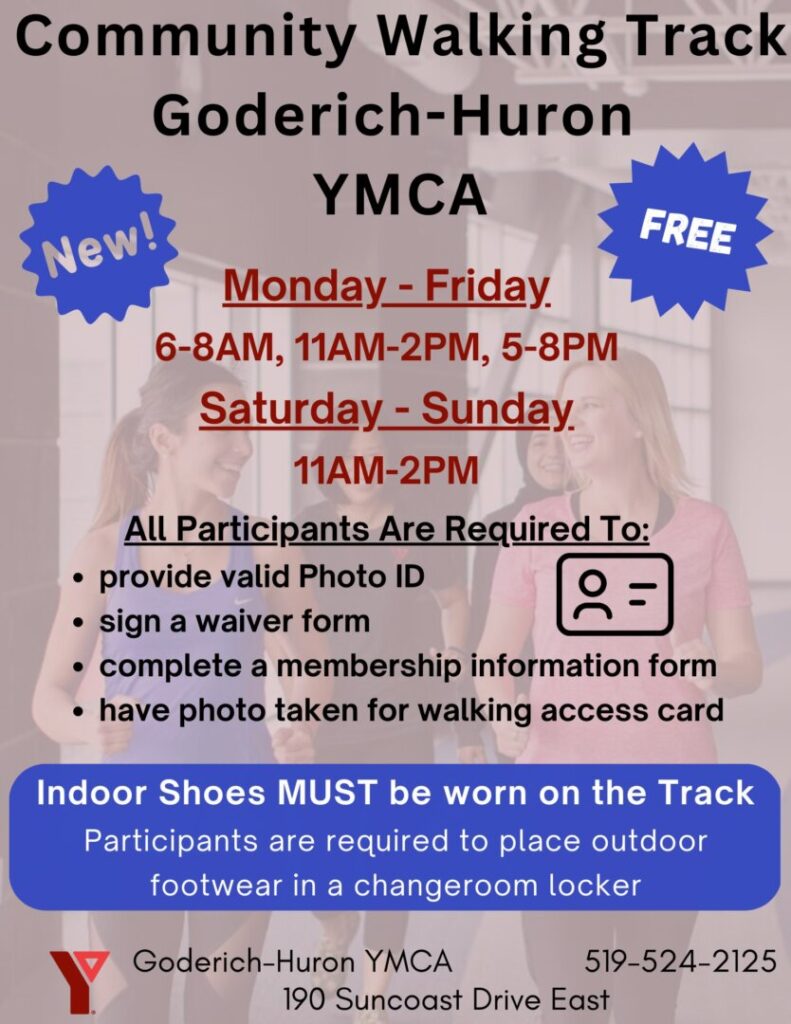 Goderich-Huron YMCA announce Free Walking Track Times at Maitland Recreation Centre