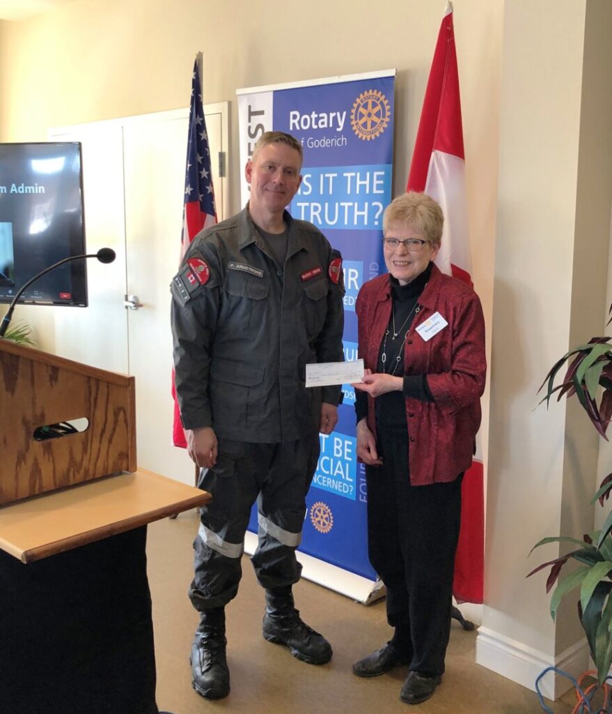 Goderich Rotary Club make 0 donation to Huron & Area Search and Rescue Organization