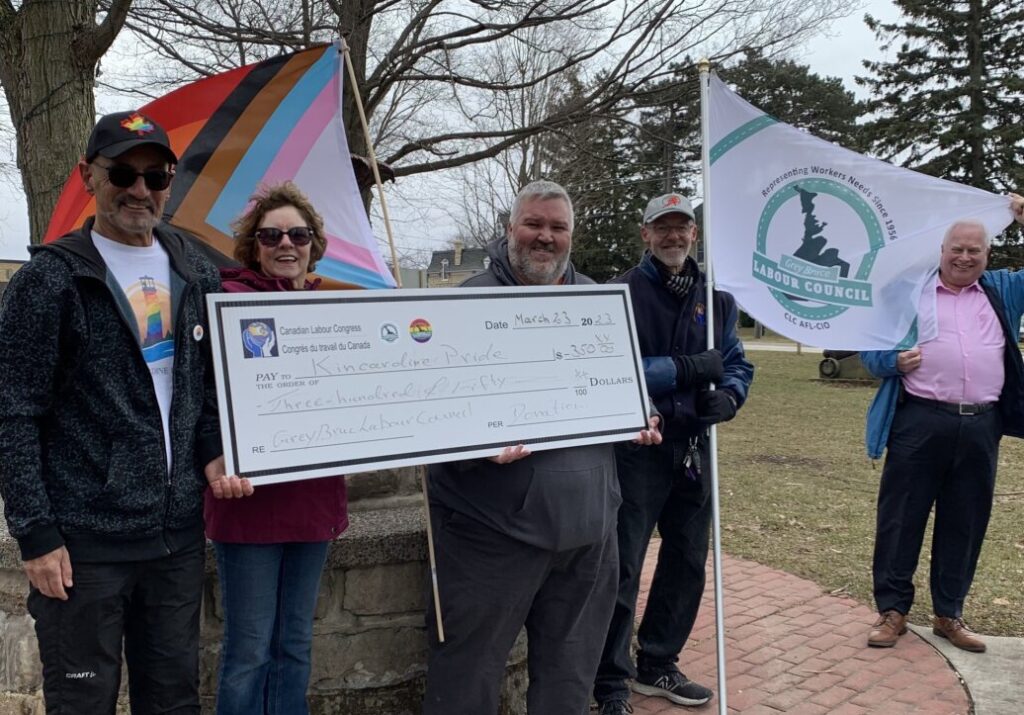 Grey Bruce Labour Council makes donation to Kincardine Pride