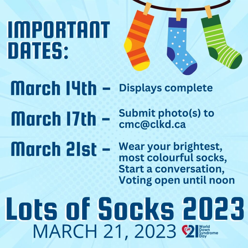 Community Living shares key dates upcoming in Lots of Socks Display Competition