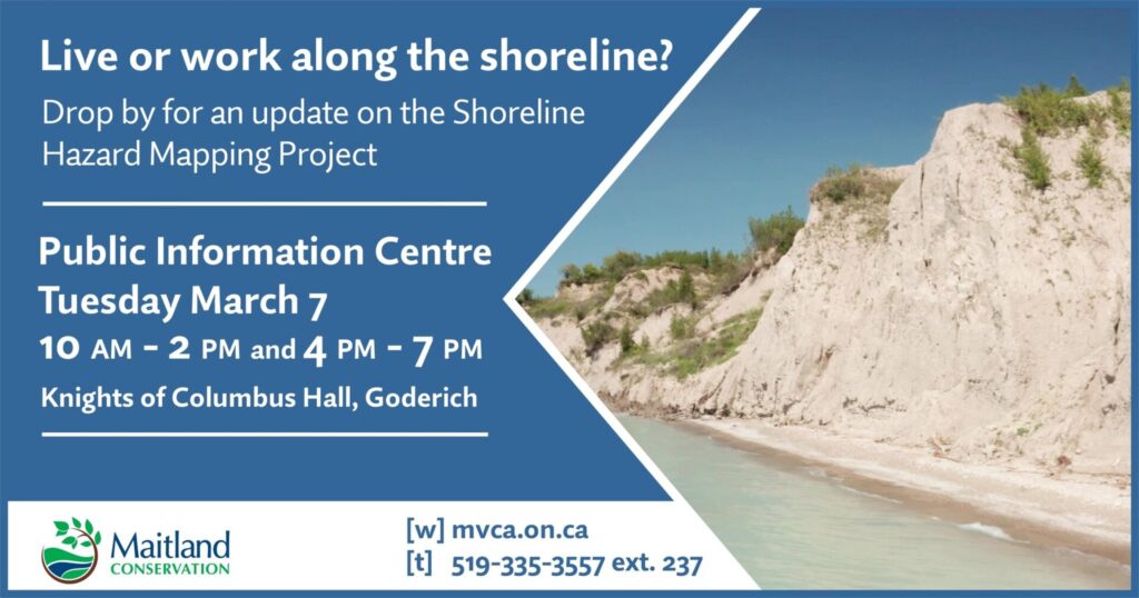 Maitland Valley Conservation hold Public Info Centre today on Shoreline Hazard Mapping