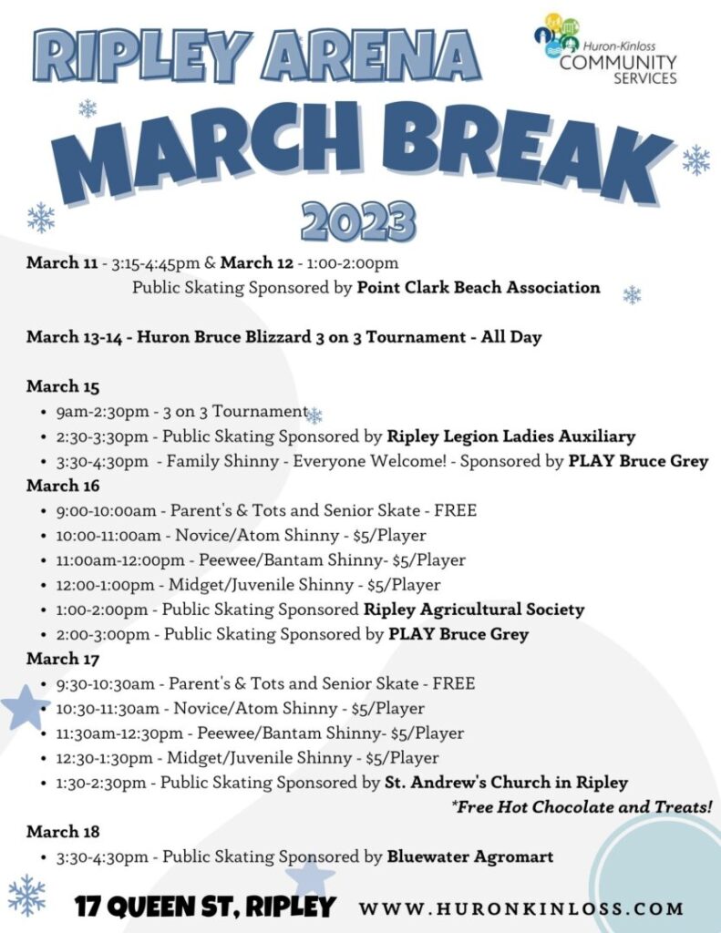 Huron-Kinloss Community Services has Exciting Week of Events for March Break