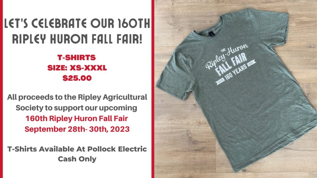 Ripley Ag Society selling Fundraising 160th Anniversary Fall Fair T-Shirts