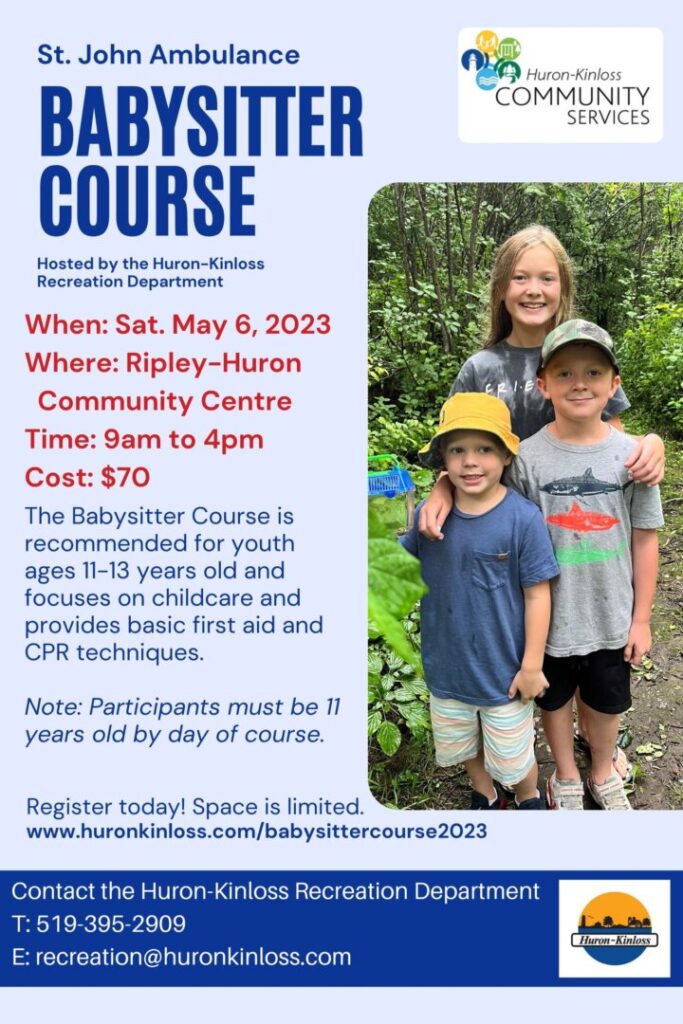 Huron-Kinloss holding St. John Ambulance Babysitting Course on May 6th