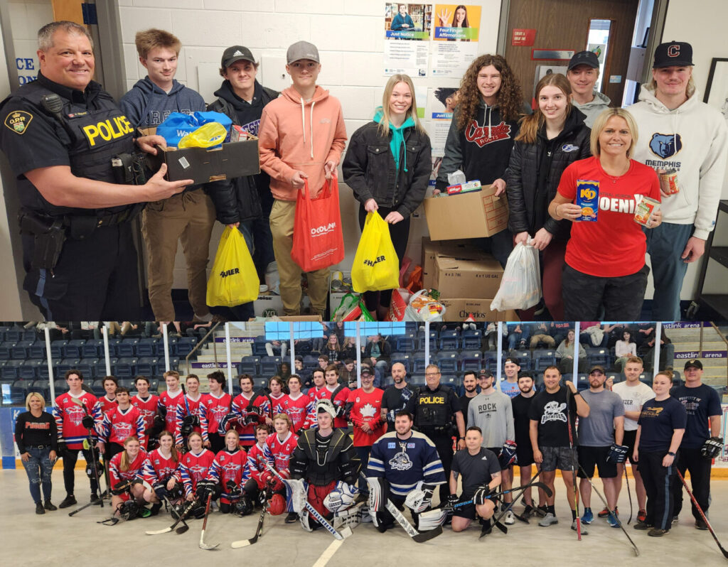 Huron OPP & Central Huron Secondary battle in Ball Hockey Food Drive Fun