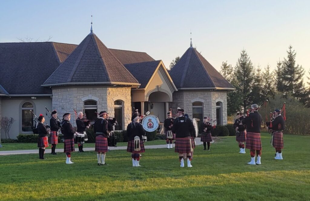 Clinton Legion Pipe & Drums Band performs for Huron Hospice Resident Thursday Night