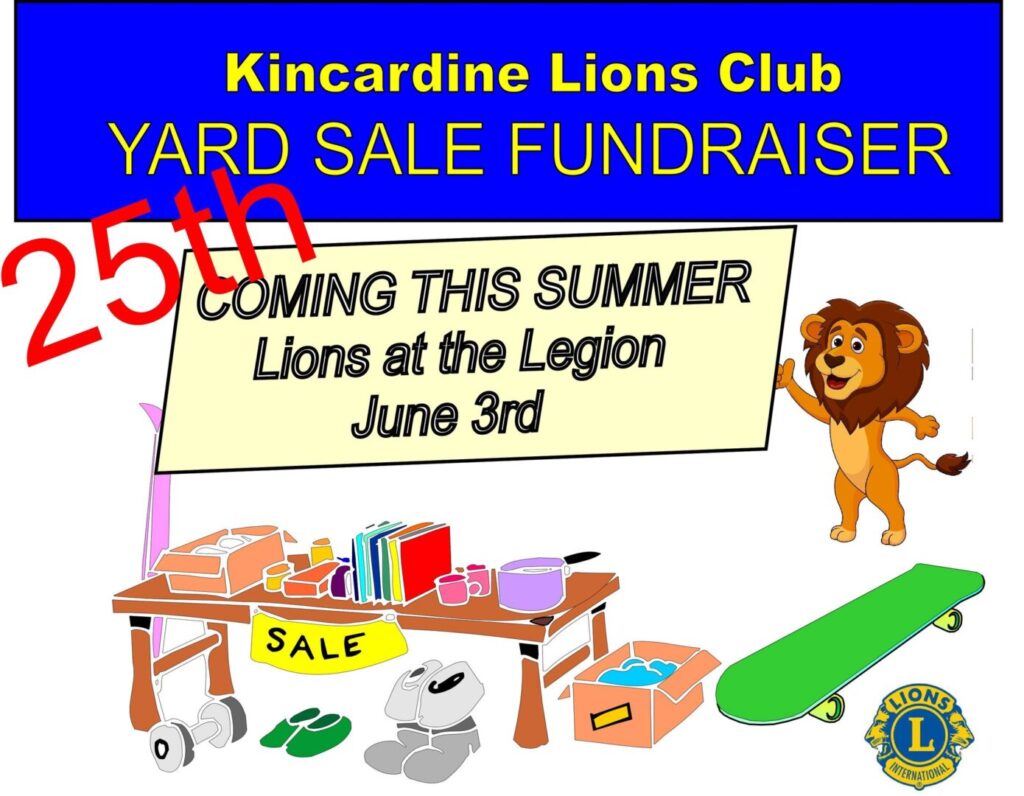 Kincardine Lions set for Annual Giant Yard Sale Fundraiser at Kincardine Legion June 3rd