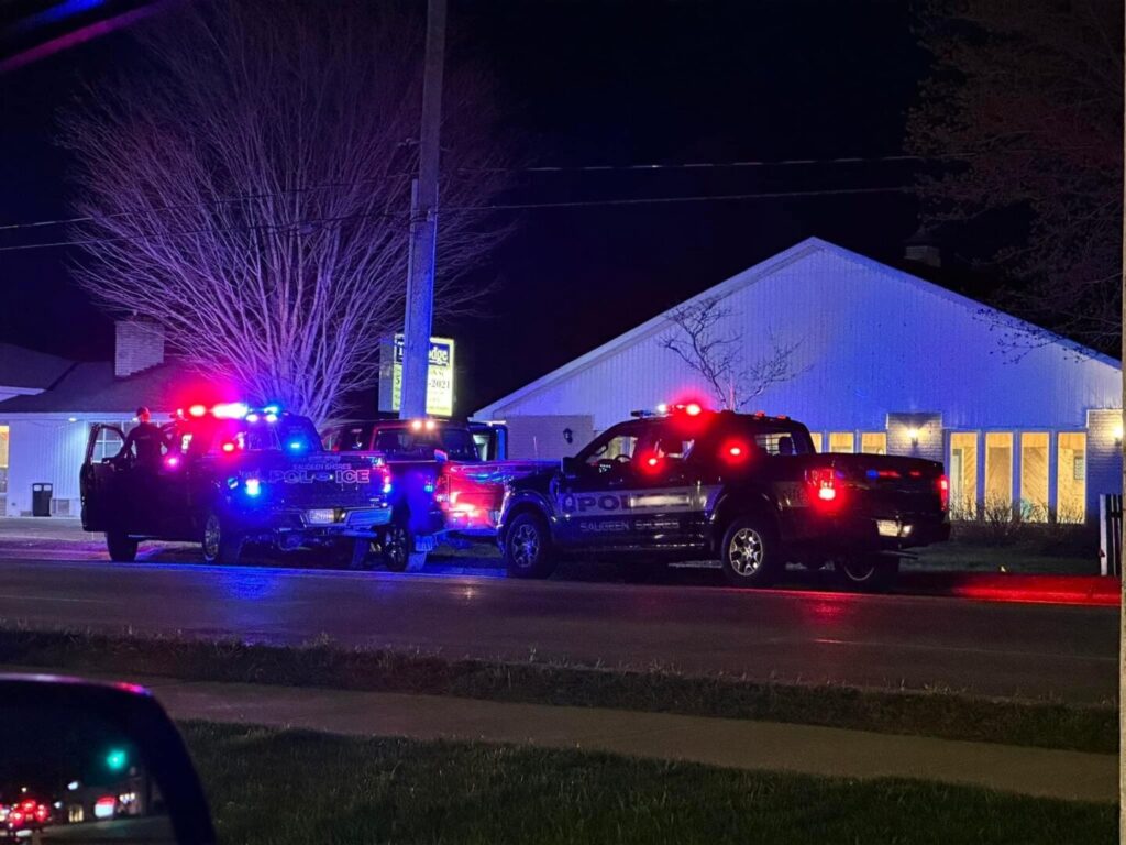 Saugeen Shores Police vehicle damaged after it pushed vehicle off road in incident in Port Elgin last night