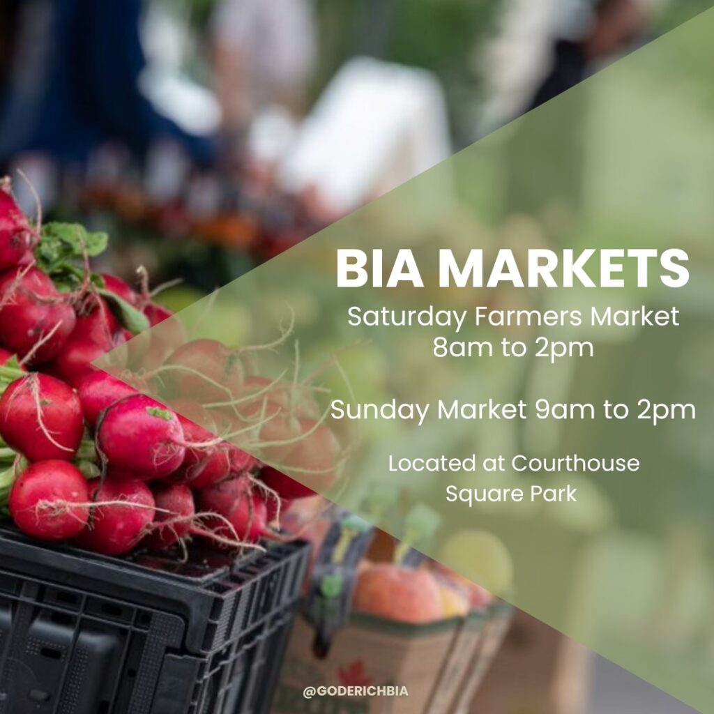 BIA Farmers Market returning to Goderich Courthouse Square this Saturday