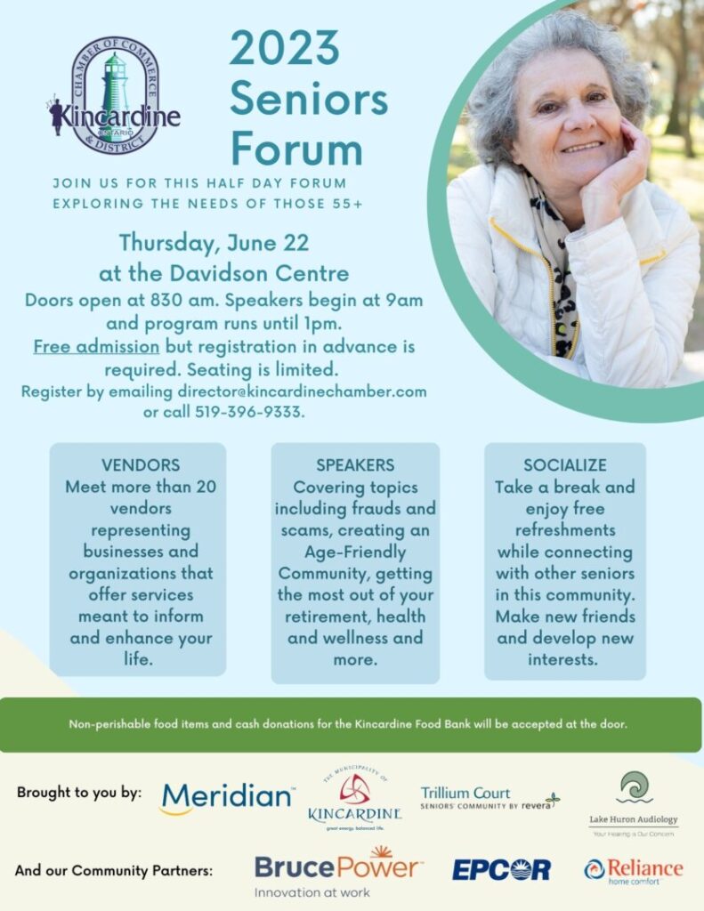 Kincardine Chamber hosting 2023 Senior Forum on June 22nd