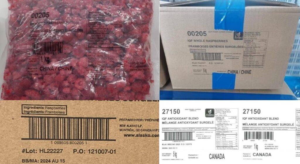 Health Canada recalling New Alasko brand Frozen Raspberries & Fruit Blend