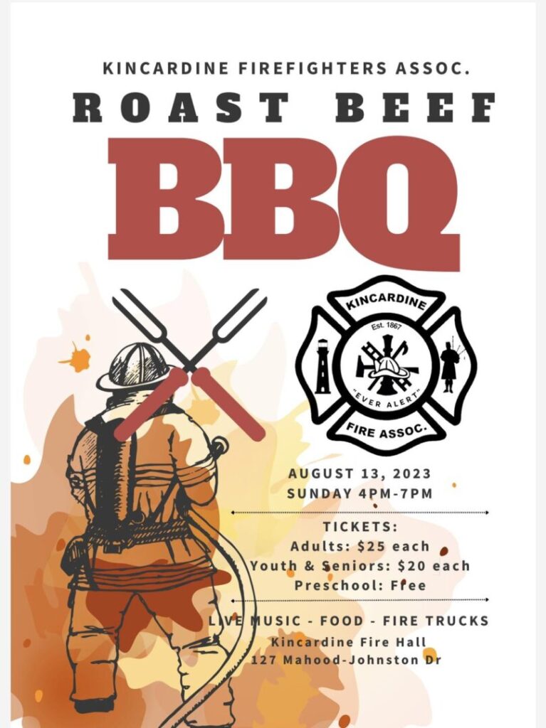 Kincardine Firefighters Roast Beef BBQ set for Sunday, Aug. 13th