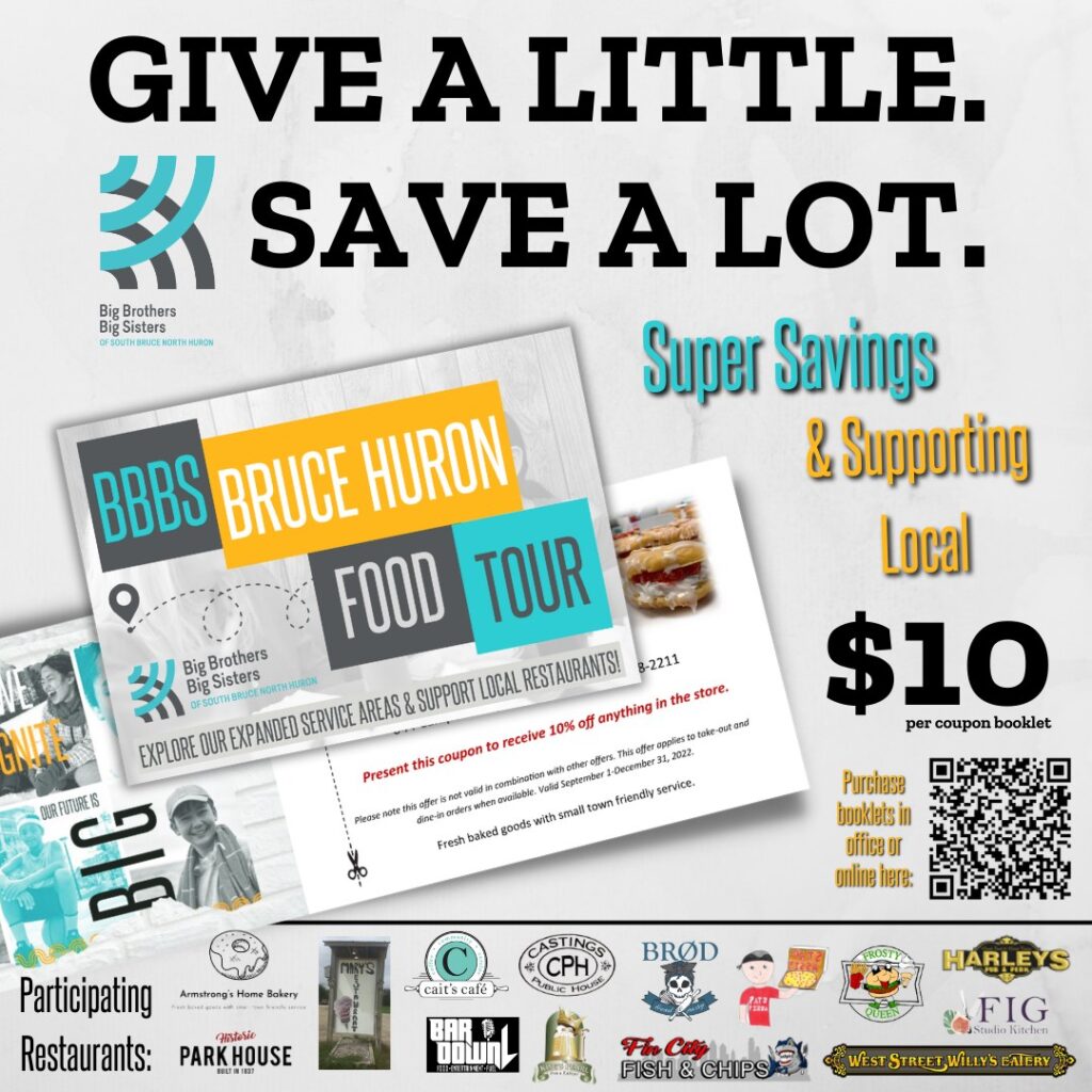 Big Brothers Big Sisters selling Bruce Huron Food Tour Booklets