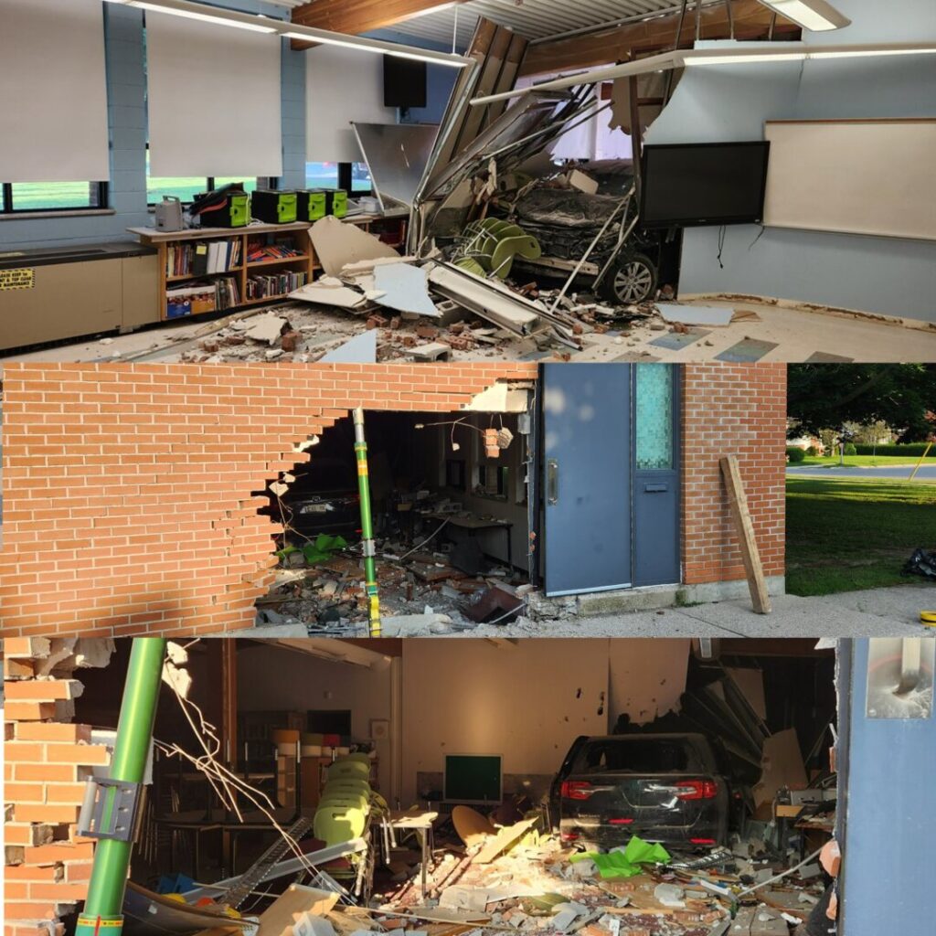 Goderich Public School sees heavy damage after Car Collides with Building