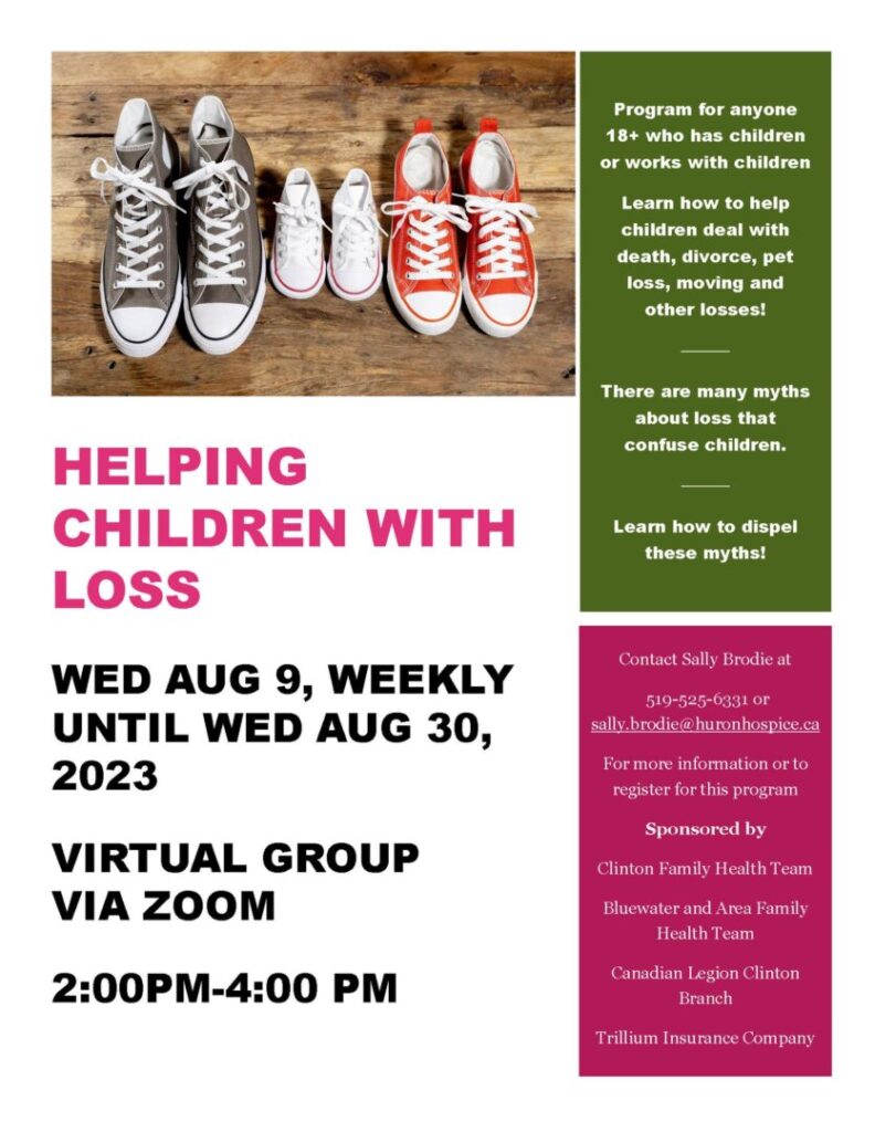 Huron Hospice hosting Virtual Children Coping with Loss Sessions Weekly in August