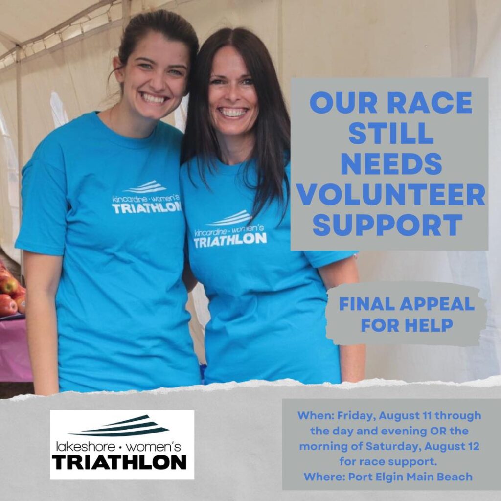 Lakeshore Women’s Triathlon in need of Volunteers at Port Elgin event