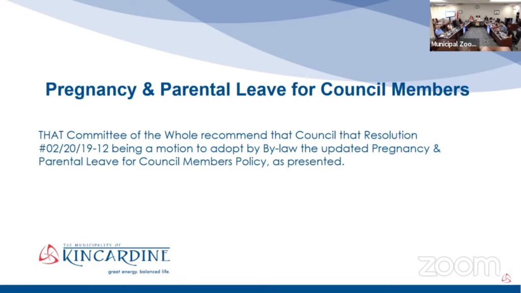 Kincardine passes Pregnancy & Paternity Policy for Members of Council