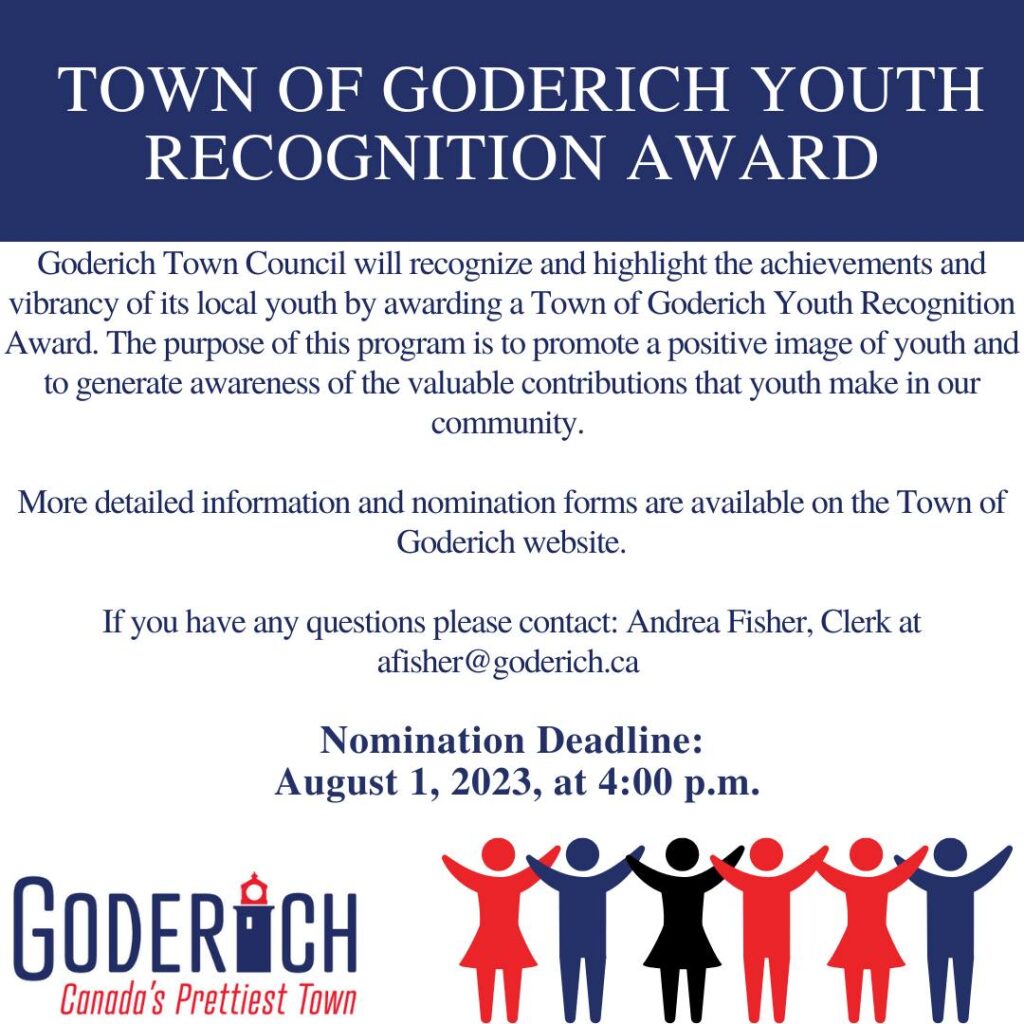 Nominations for Goderich Youth Recognition Awards Now Open