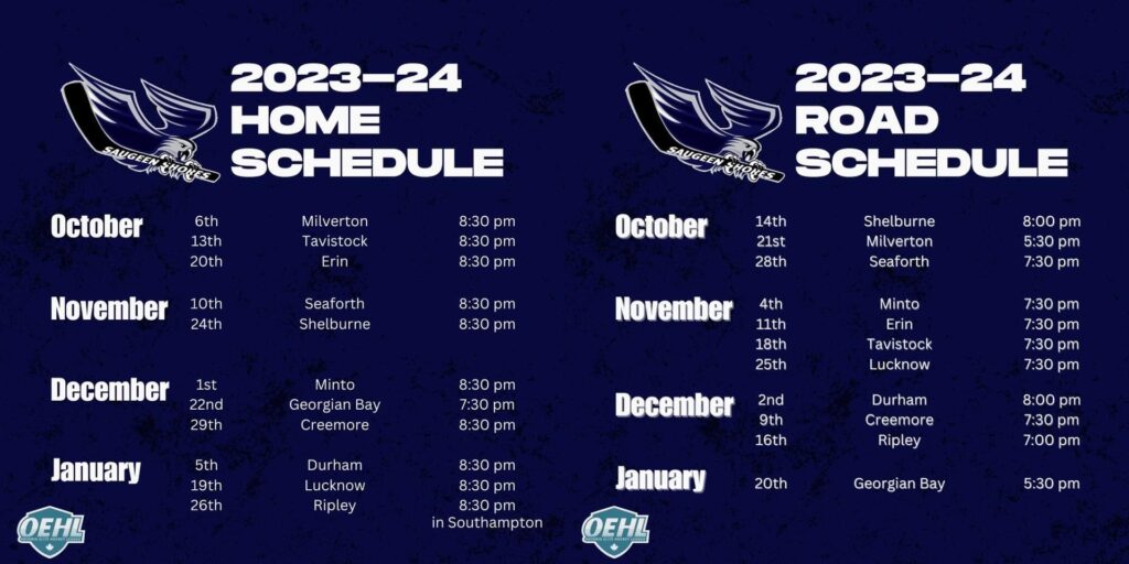 Saugeen Shores Winterhawks release OEHL Regular Season