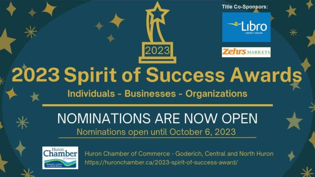 Nominations open today for the Huron Chamber of Commerce 2023 Spirt of Success Awards