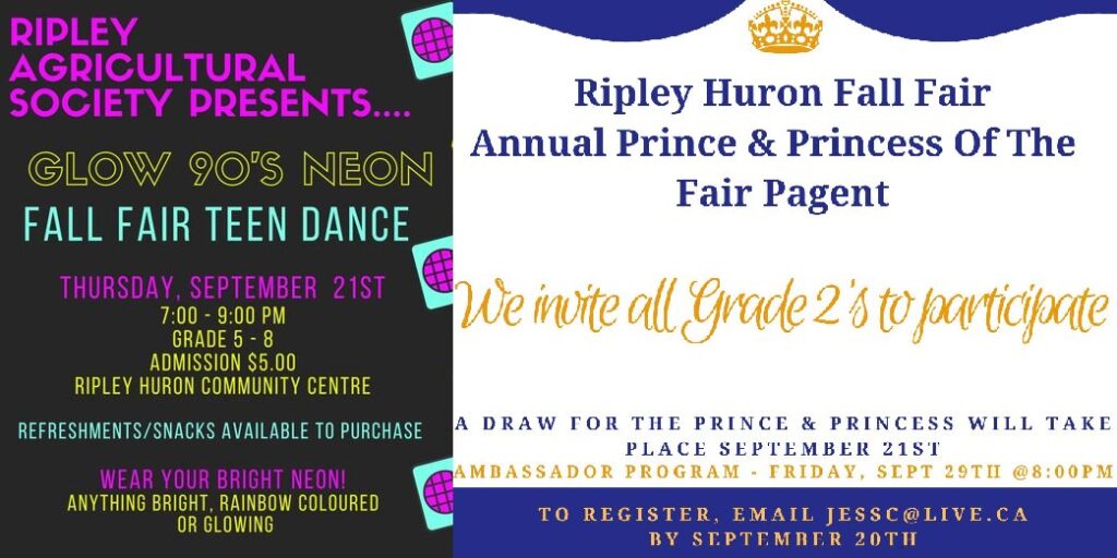 Ripley Huron Fall Fair have 2 Exciting Events for Youth planned for Thursday