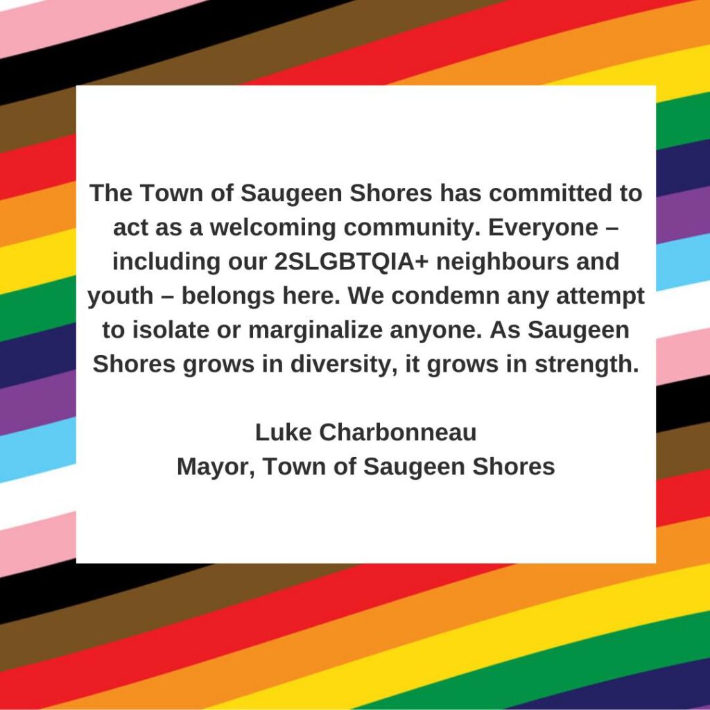 Saugeen Shores Mayor Charbonneau issues statement saying Town welcomes All