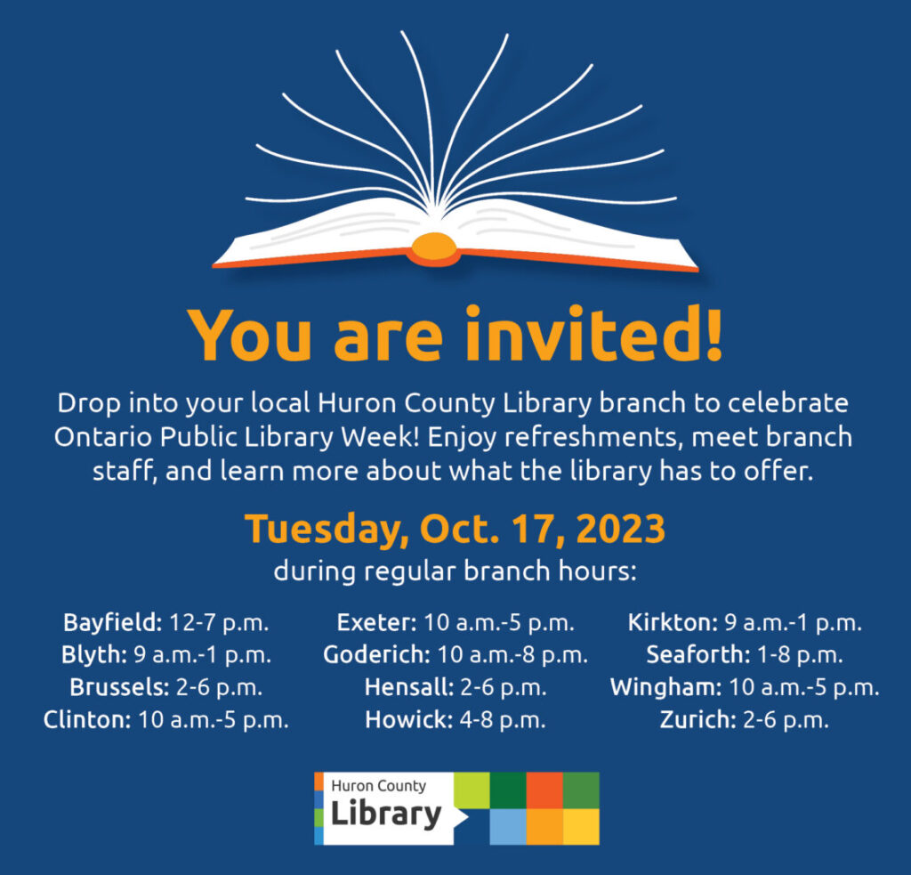 Huron County Library set to celebrate Ontario Public Library Week with events Today