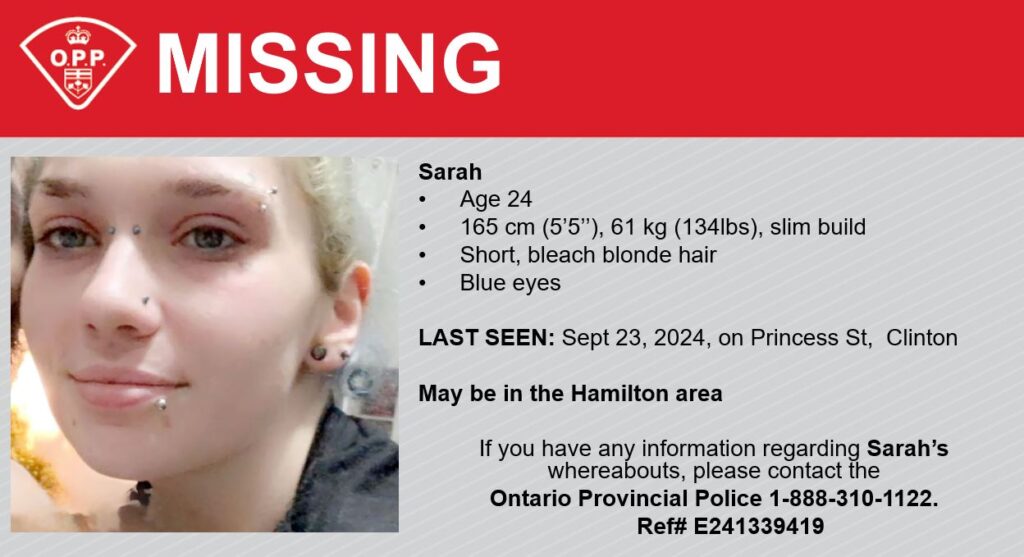 OPP Looking for Missing Woman Last Seen in Clinton