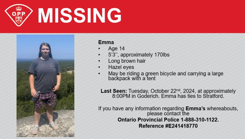 OPP Looking for Missing 14 Year Old