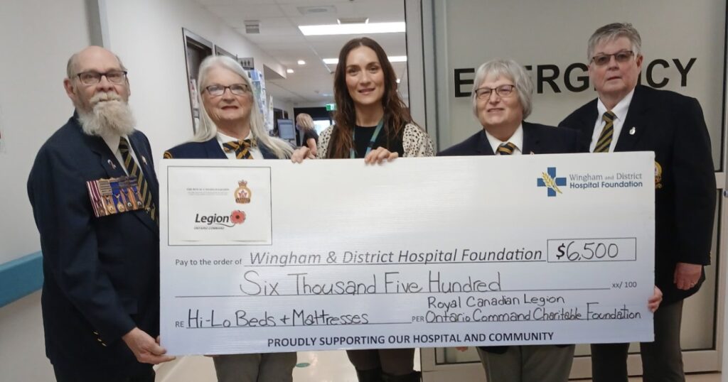 Wingham Legion Pledges 00 to Wingham Hospital