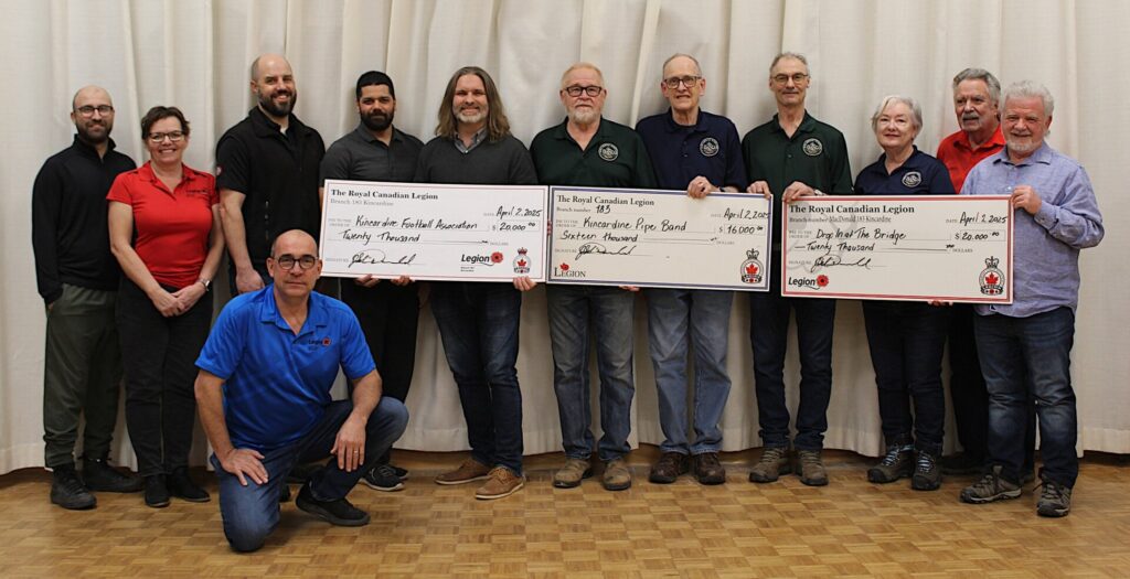 Kincardine Legion donate proceeds from Catch the Ace to Local Organizations