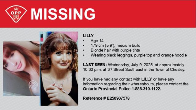 Police Looking for Missing 14 Year Old from Chesley Police Looking for Missing 14 Year Old from Chesley