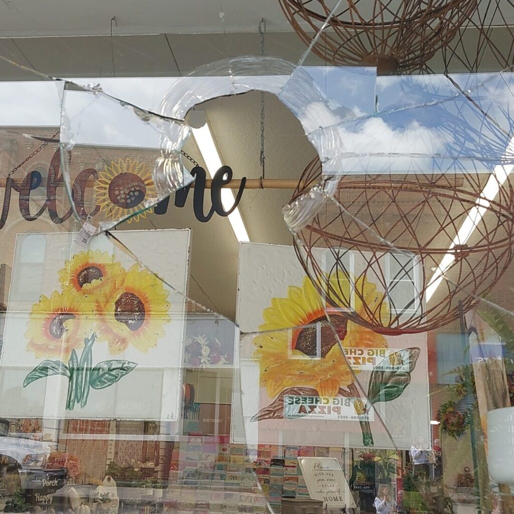 Business Windows Damaged, 31 Year Old Arrested