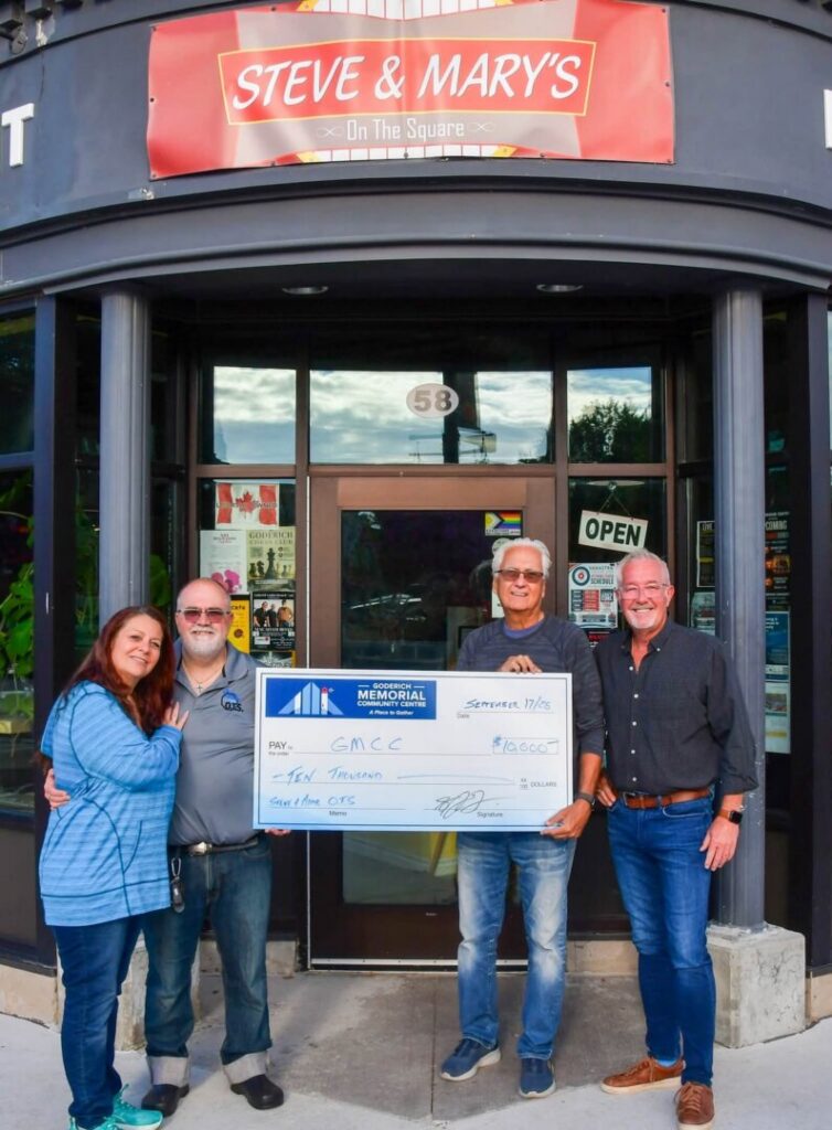 Steve and Mary’s on the Square Donate to Goderich Memorial Community Renovations Steve and Mary’s on the Square Donate to Goderich Memorial Community Renovations